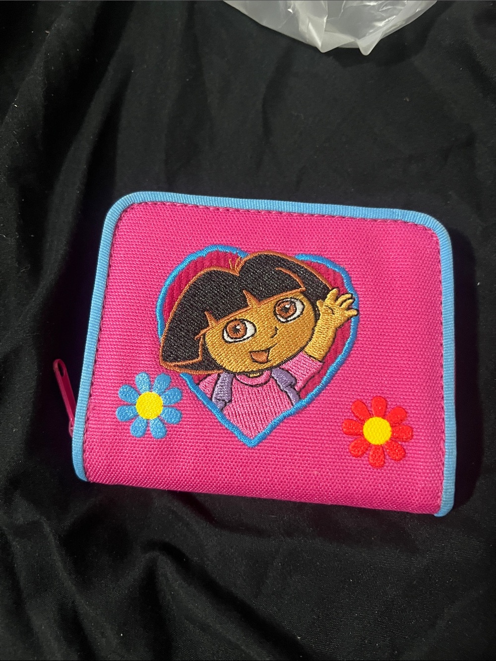 NWT Y2K Dora the Explorer Canvas Zip Wallet with Blue Trim